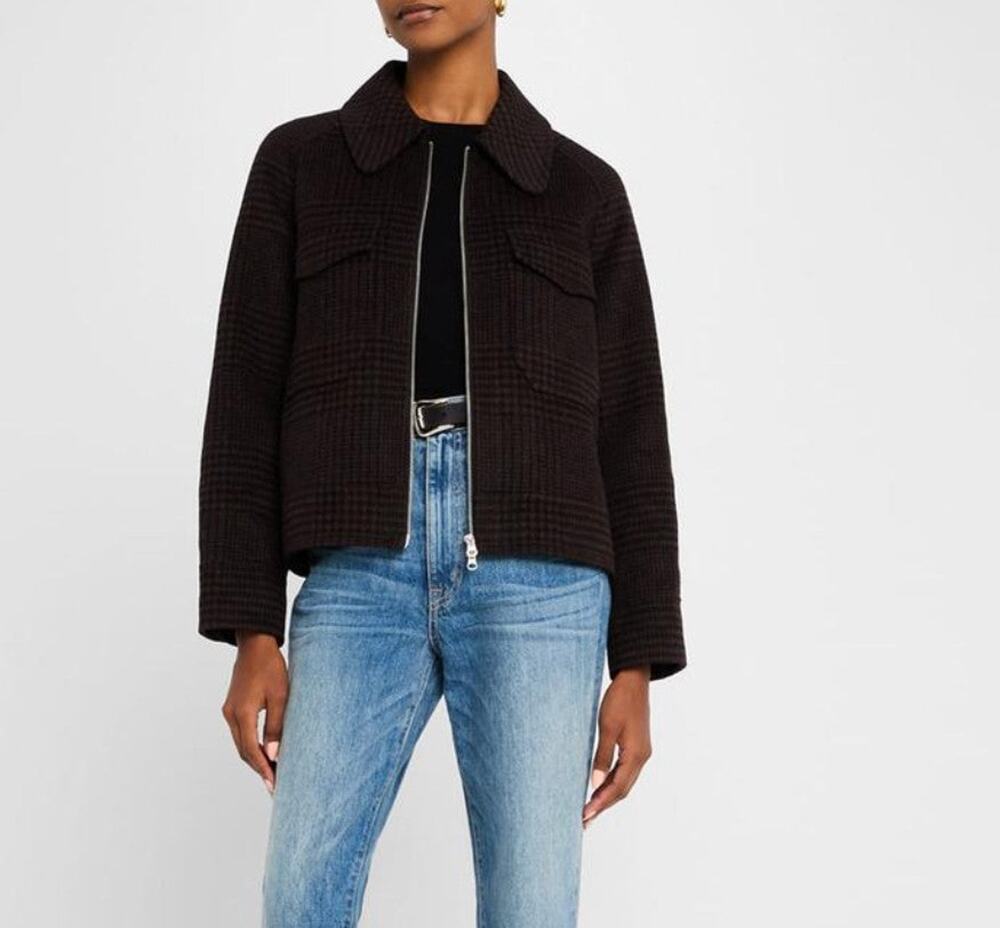 Rails Cheyenne Espresso Brown Houndstooth Wool Blend Jacket Small